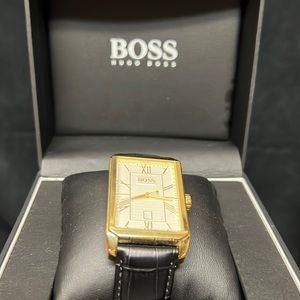 HUGO BOSS Gold Rectangular Men’s  Dress Watch.